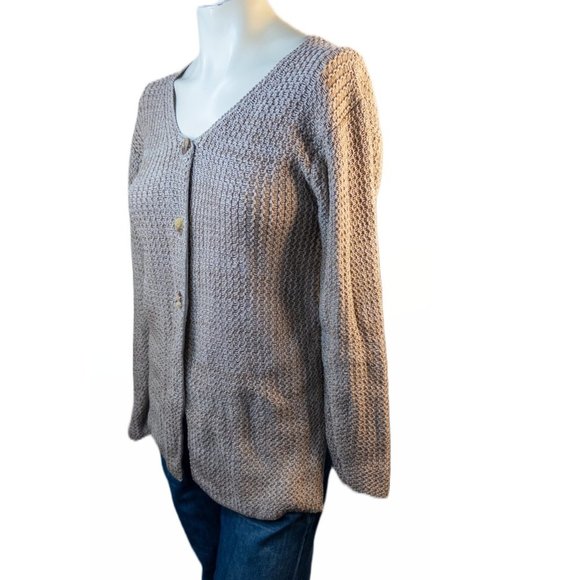 Peruvian Connection Small Cardigan Beige Knit Button Front Long Sleeve Sweater - Picture 3 of 10